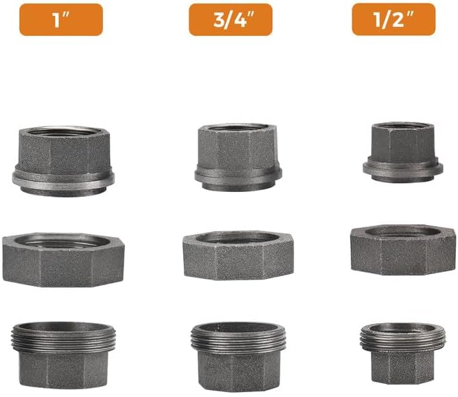 1" Pipe Fittings Union Home Expert 10 Pack Malleable Cast Iron Pipe Union | - Image 6