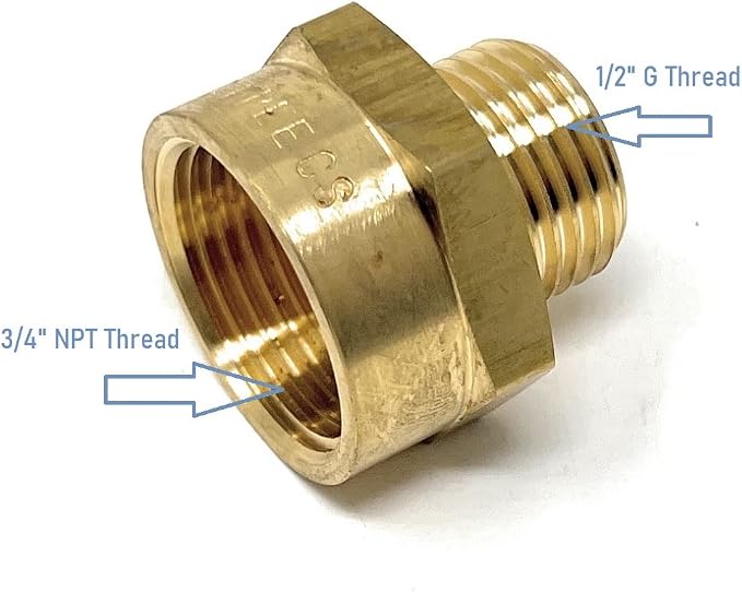 Cascada Lead-Free Brass Adapter, G Thread British BSPP Male to NPT Female |) - Image 3
