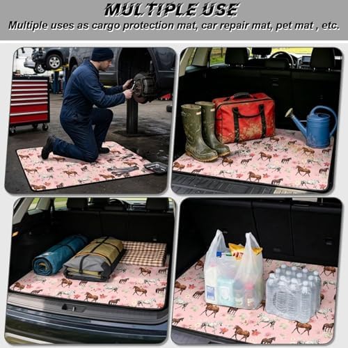 ELEQIN Pink Floral Horse SUV Trunk Mat Cargo Liner - Image 3