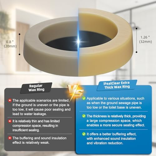 2 PCS Universal Extra-Thick Toilet Wax Ring, Heavy-Duty Wax Ring - Image 3