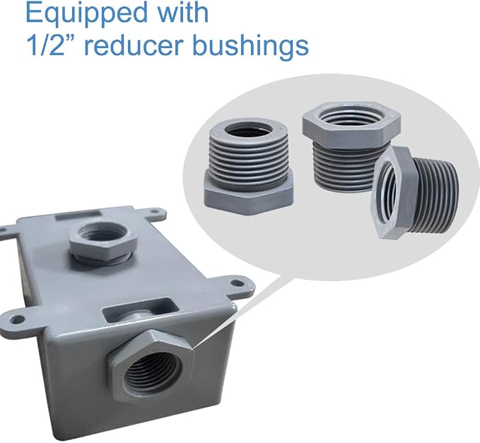 4Packs Weatherproof Outlet Box, PVC Electrical Box, 1/2" & 3/4" Threaded | - Image 6
