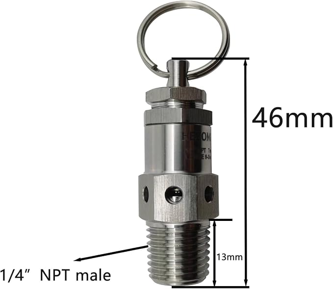 1/4" NPT Male Mini Adjustable Pressure Relief Safety Valve - Image 3