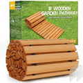 RELIANCER 8' Wooden Garden Pathway, Outdoor Roll Out Cedar Straight Walkway by RELIANCER