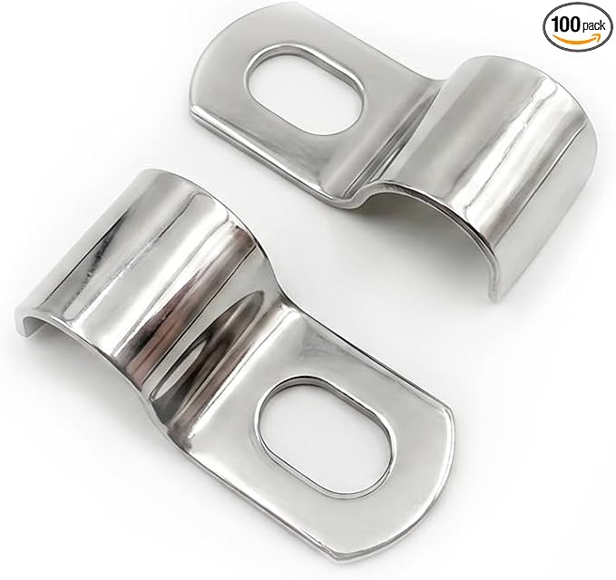 100-Pack Conduit Clamps 14mm, 304 Stainless Steel Single-Hole Pipe Strap by Unknown