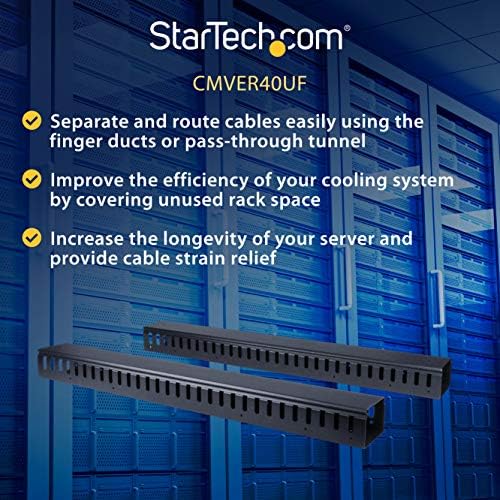 StarTech 40U Vertical Cable Manager, Finger Ducts - Image 3