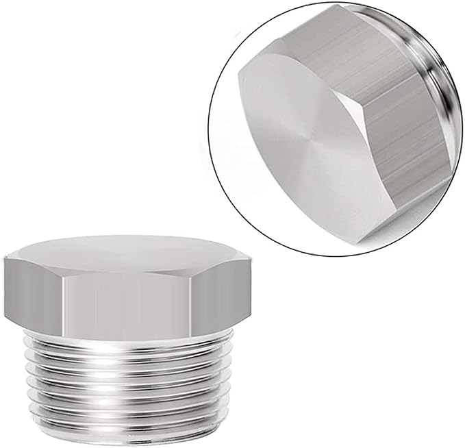 Joywayus Soild Stainless Steel Outer Head Hex Thread Socket Pipe Plug Fitting - Image 4