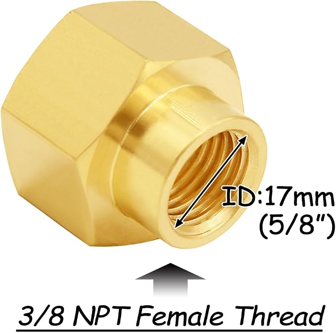 Uenede Brass 3/8" NPT Female to 1/2" NPT Female Reducer Adapter - Image 2
