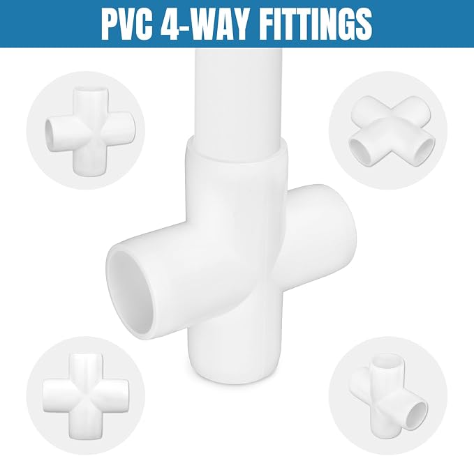 20 Pack 1/2 Inch Cross PVC Fitting, 4-Way Furniture Grade Pipe Elbow Connector - Image 4