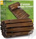 RELIANCER 12' Wooden Garden Pathway, Outdoor Roll Out Cedar Straight Walkway by RELIANCER