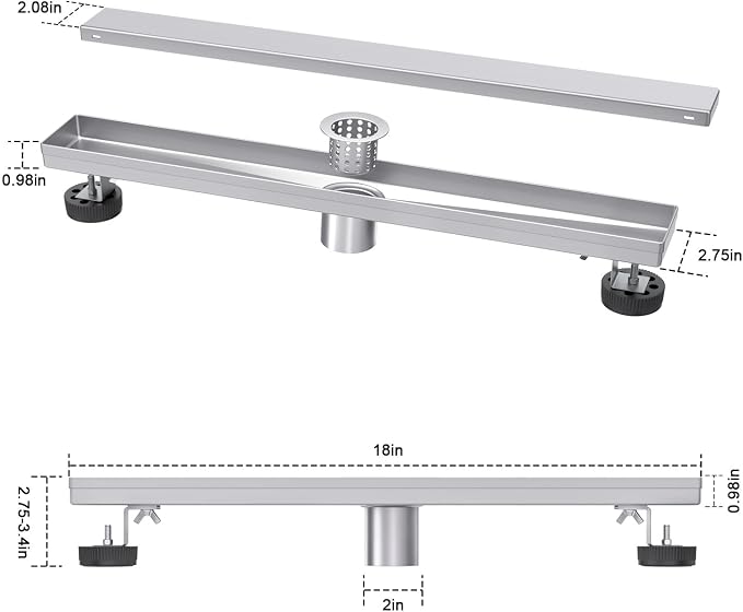 EXF Linear Shower Drain 18 Inch Brushed Nickel - Image 5