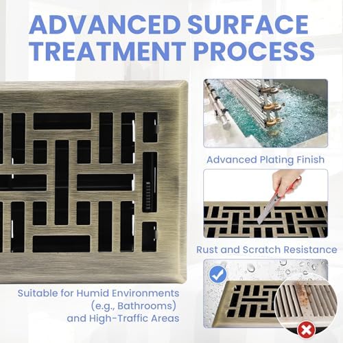 Howeall 4x8 Inches 2 Pack Heavy Duty Walkable Floor Register Easy Adjust Air - Image 3