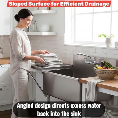 18" x 18" Commercial Stainless Steel Detachable Drainboard - Image 4