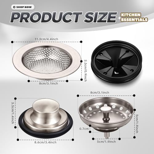 4 Pcs Brushed Silver Kitchen Sink Accessories Garbage Disposal Splash Guards - Image 2