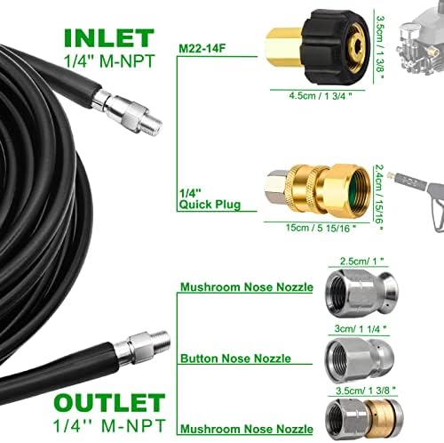 70FT Sewer Jetter Kit for Pressure Washer, 5800PSI Drain Cleaner Hose - Image 3
