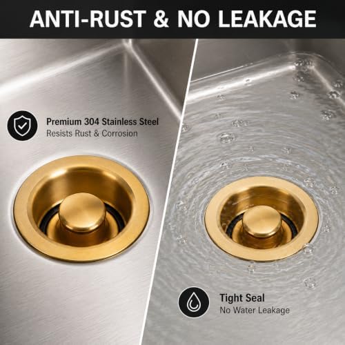 Brushed Gold Garbage Disposal Flange and Sink Stopper, 304 Stainless Steel Sink - Image 4