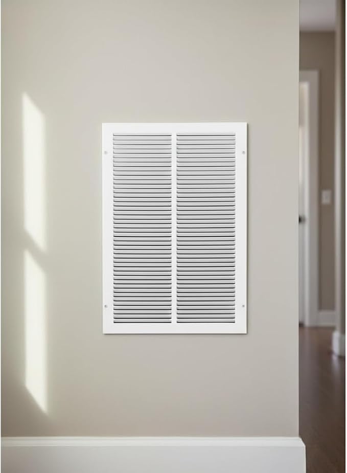 16x25 Air Return Vent Cover, Solid Steel White, 4 Pack - Image 3