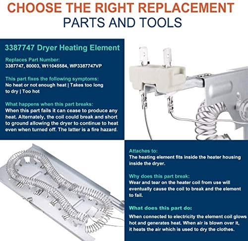 3387747 Dryer Heating Element & 279816 Thermostat Kit & 279973 3392519 Thermal - Image 3