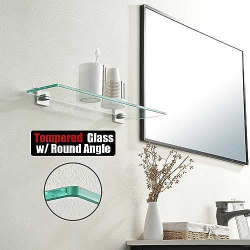 JQK Bathroom Glass Shelf, Floating Tempered Glass Shower Storage 24 by 5 inches - Image 6