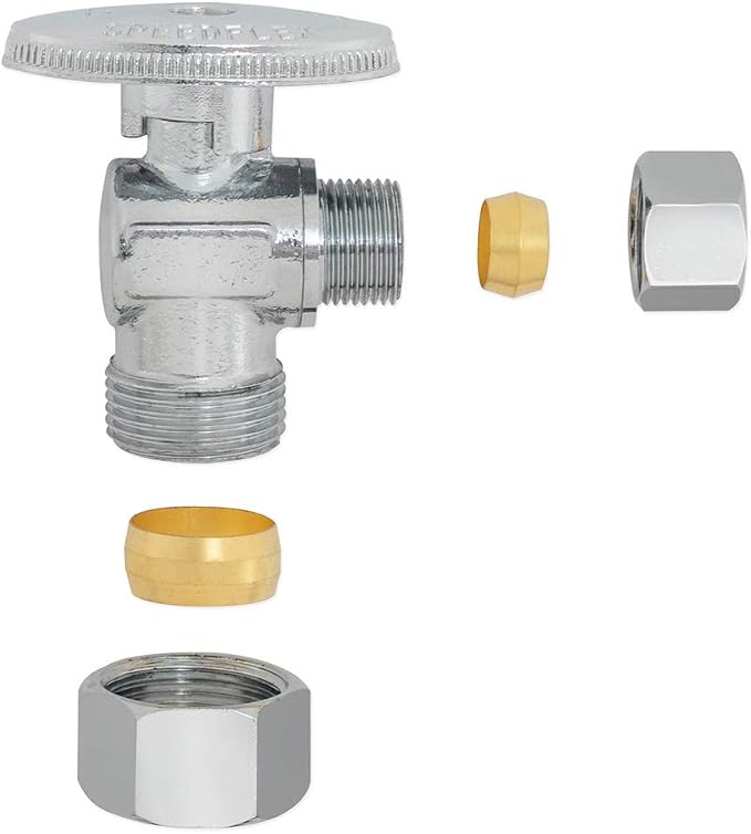 Eastman 3/8 Inch OD x 5/8 Inch OD Quarter Turn Angle Stop Valve, Brass Plumbing - Image 7