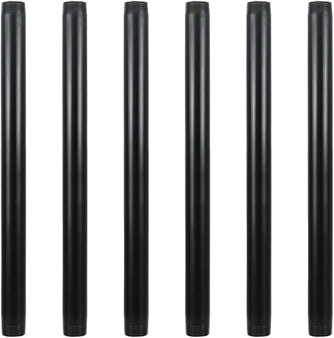 6 Pack 14" Pre-Cut Black Metal Pipe, Industrial Steel Fits Standard Three by GeilSpace