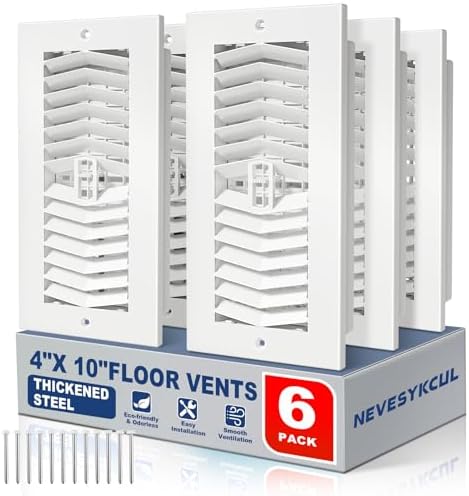 4x10 Floor Vent Cover 6-Pack Heavy Duty Floor Register by NEVESYKCUL