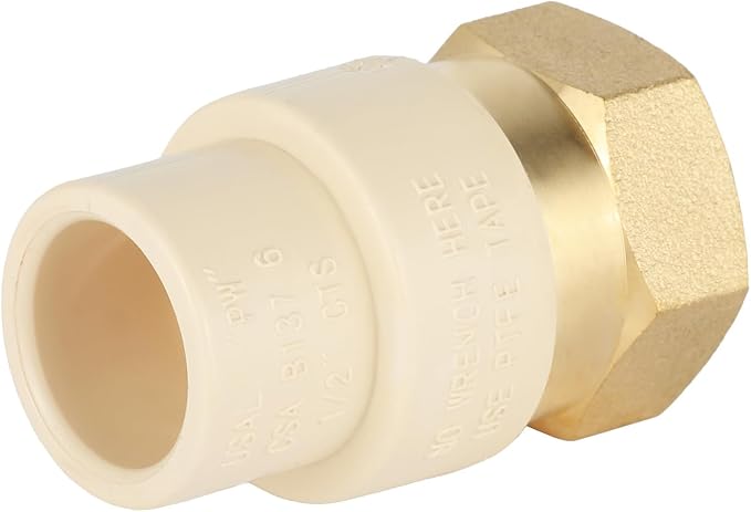 EFIELD 1/2"CPVC X 1/2"Female Thread NPT Transition Coupling, Brass Adapter Pipe by EFIELDPEXTUBING