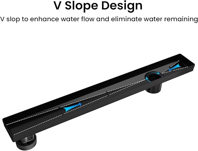 EXF Offset Linear Shower Drain 24 Inch Matte Black - Image 2