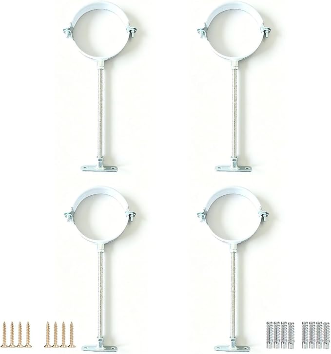 4 Sets 3-Inch White Adjustable Pipe Hanger Strap, Heavy Duty Galvanized Iron by Unknown