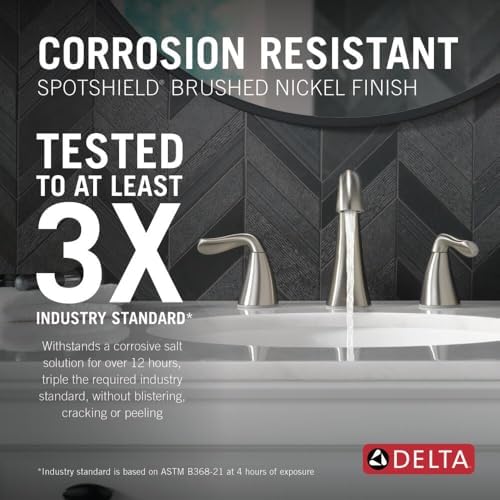 Delta Arvo Brushed Nickel Faucet 3 Hole, 8 Inch Widespread Bathroom Sink Faucet - Image 2
