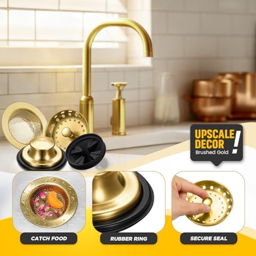 4 Pcs Brushed Gold Kitchen Sink Accessories Garbage Disposal Splash Guards - Image 4