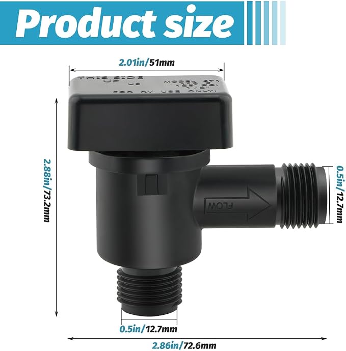 571-Vac-Chk RV Black Tank Valve, 1/2" NPT, Check Valve, RV Sewer Fittings - Image 7