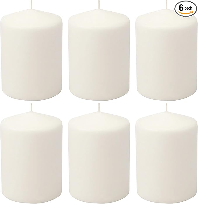 Stonebriar Unscented White Tall Pillar Candles, 35 Hour Burning Candle Pillars by StonebriarCollection