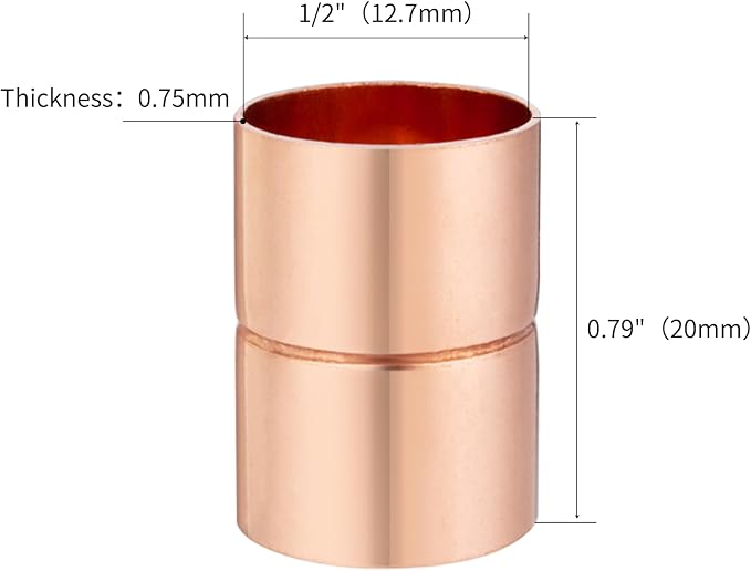 Straight Coupling Copper Fittings 1/2 Inch Copper Pipe Welding Joint Connector - Image 2