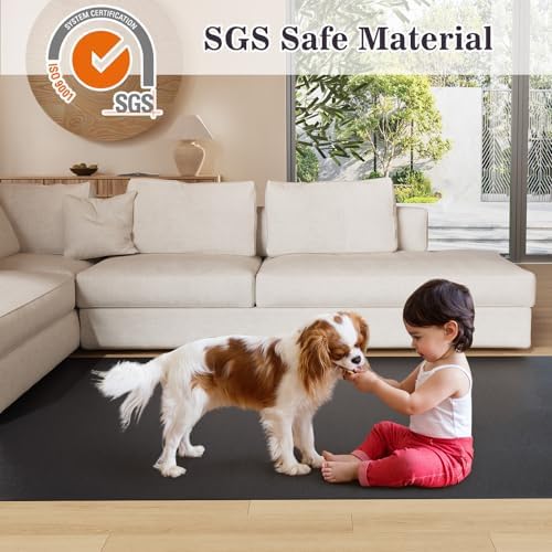 3'×5' Black Floor Protector for Home, Waterproof No Spill Floor Desk Mat - Image 3