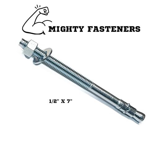 MIGHTY FASTENERS Zinc-Plated Steel Wedge Anchors, 1/2" X 7" - Image 2