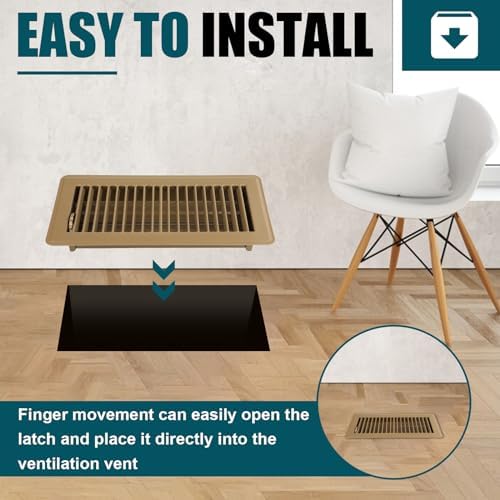 VOISEN Floor Register 4x10, 4 Pack Brown Floor Vent Covers - Image 6