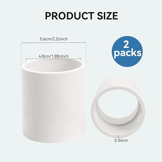 2Pack 1-1/2 Inch White PVC Pipe Coupling, Socket x Socket, Schedule 40 Heavy - Image 2