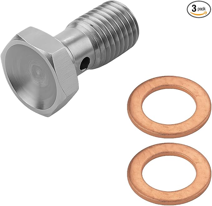 M10 x 1.0 Metric Thread Single Banjo Bolt Brake Fitting Adapter, 20mm Long by Unknown
