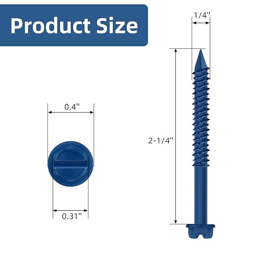 1/4" x 2-1/4" Blue Hex Head Concrete Screw Anchor Kit - Image 2