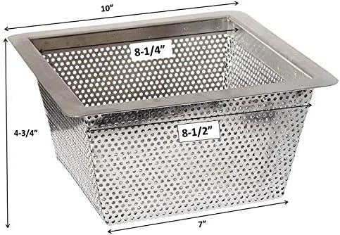GSW Stainless Steel Floor Sink Drain Basket Strainer 10”W x 10”L x 5”H - Image 3