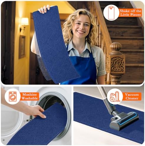 Stair Treads for Wooden Steps 15 PCS, Non Slip Stair Rugs Blue - Image 5