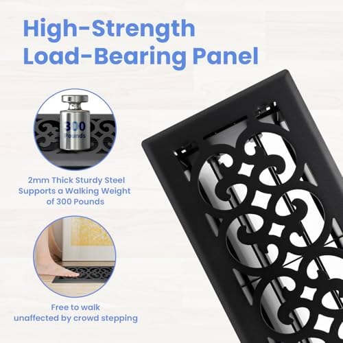 Howeall 4x10 Inches Heavy Duty Walkable Floor Register Easy Adjust Air Supply - Image 2