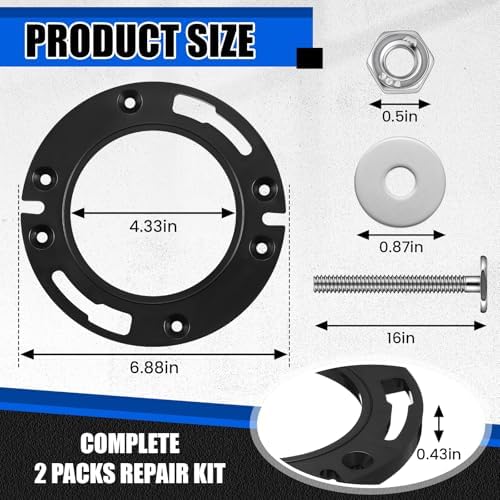 Marsui 2 Sets Toilet Flange Repair Kit Flange Repair Ring Fit 3 Inches and 4 - Image 2