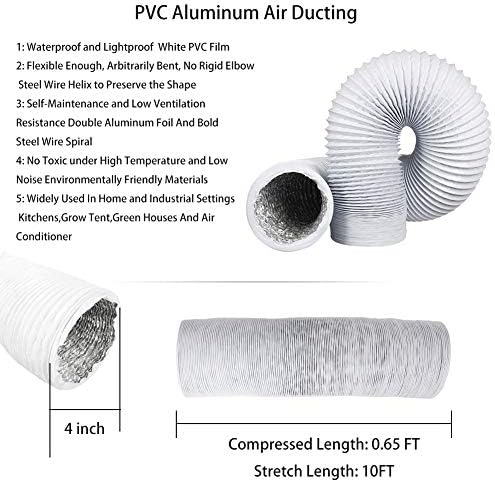 Omont Dryer Vent Hose 4 Inch 5FT Flexible Dryer Ducting Tube Air Duct Aluminum - Image 2