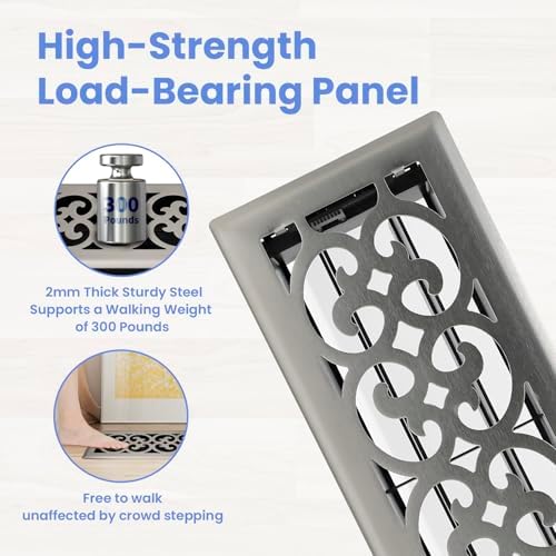 Howeall 4x12 Inches 2 Pack Heavy Duty Walkable Floor Register Easy Adjust Air - Image 2