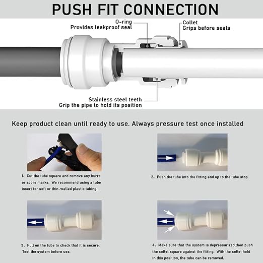 Malida 1/4inch Tube to 3/8inch Tube push fit straight quick connect - Image 5