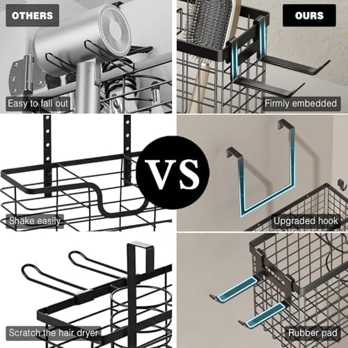 Voldra Hair Dryer Holder Cabinet Door, Adhesive Hair Tool Organizer Wall Mount - Image 4