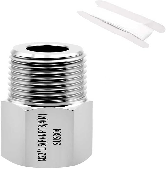 SummerHolz 3/4" NPT Male to M22 x 1.5 Female Adapter, 304 Stainless Steel by Unknown