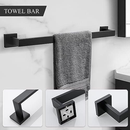 TURS 4-Piece Bathroom Hardware Set Black Towel Bar Set Stainless Steel Towel - Image 2