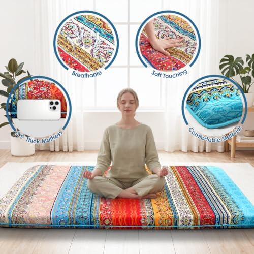 SCHNAUZER HOME Japanese Floor Mattress Futon Mattress Twin 3.5" Thick Boho - Image 2